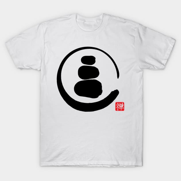 Zen Enso Circle and Zen stones T-Shirt by Nartissima